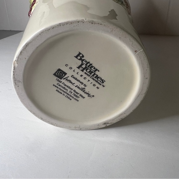 VTG 10" LEAVES & BERRIES Ceramic Better Homes & Gardens LARGE VASE Scalloped Top - Picture 11 of 13